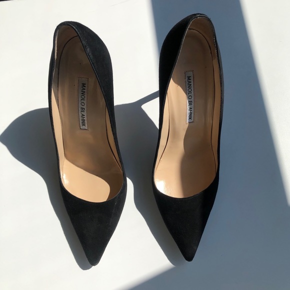 Manolo Blahnik Black Suede BB PUMPS - Picture 2 of 9